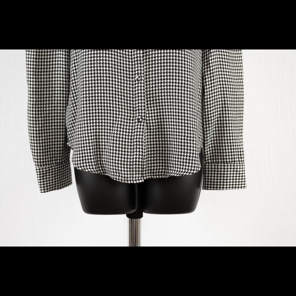 Zara Houndstooth print long sleeve buttons down shirt size M - Picture 9 of 16